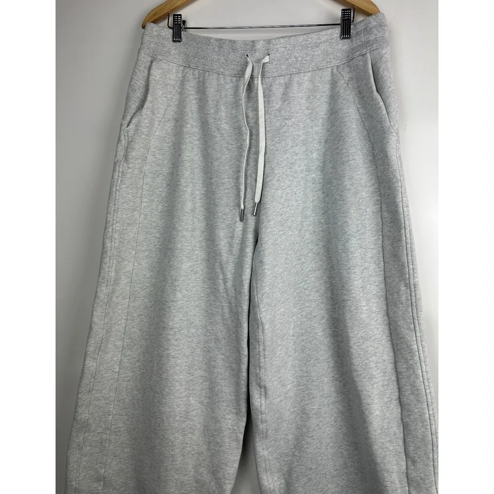 Lululemon Scuba Mid-Rise Wide-Leg Pant Full Length Heathered Light Gray Size 14 - Picture 4 of 14